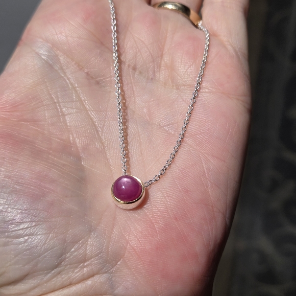 Pink Ruby 4k sterling & gold necklace - Picture 5 of 8